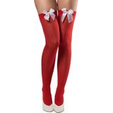 Partyxclusive Kousen Met Strik Dames Carnavalskleding Dames Carnaval Accessoires Oktoberfest Dames - Polyester -Rood/wit - One-size