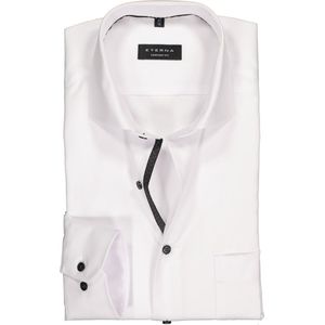 ETERNA comfort fit overhemd - niet doorschijnend twill heren overhemd - wit (zwart contrast) - Strijkvrij - Boordmaat: 47