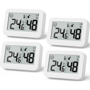 Mini Hygrometer Thermometer 4-Pack - Digitale Vochtigheidsmeter voor Binnen met Celsius