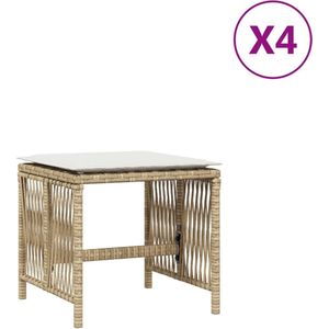 vidaXL Tuinkrukken 4 st met kussens beige Kruk - Krukken - Krukje - Plantenkrukje