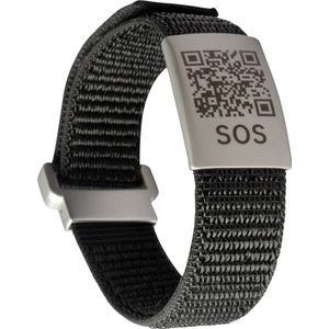 DynaTag SOS Bracelet QR-Code Textiel Zwart