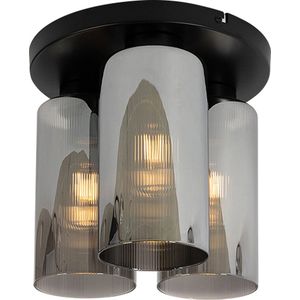 QAZQA laura - Art Deco Plafondlamp - 1 lichts - Ø 28 cm - Grijs - Woonkamer | Slaapkamer | Keuken