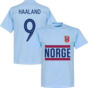 Noorwegen Haaland 9 Team T-Shirt - Lichtblauw - XXL