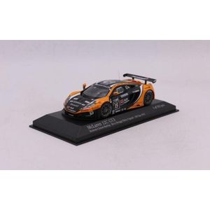 The 1:43 Diecast Mofdelcar of the McLaren 12C GT3 Boutsen Ginion Racing #15 of the 24H Spa 2012. The drivers were Bovy/Broggi/Thiry and Vignali. This scalemodel is limited by 512pcs.The manufacturer is Minichamps.