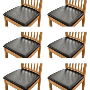 Chair State Covers Set van 2 4 6 PU kussenslopen voor eetkamerstoel Parsons Chair Seat hoes - zwart-set van 6 (36-48 cm)
