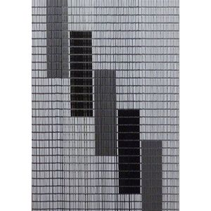Vliegengordijnenexpert Hulzen - Vliegengordijn - 90x210 cm - Wit, Zilver En Zwarte Blokken