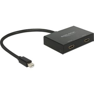 DeLOCK premium Mini DisplayPort naar 2x HDMI splitter - DP 1.2 / HDMI 1.4 (4K 30Hz) / zwart - 0,30 meter