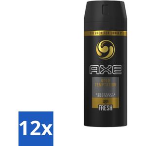Axe - Deodorant Bodyspray - 48hrs Fresh - Gold Temptation - 150 ml - Voordeelverpakking - 12 stuks