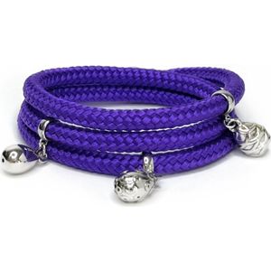 NIEUW - Jolla - dames wikkelarmband - zilver - touw - bedels - Charm Rope Wrap - Paars