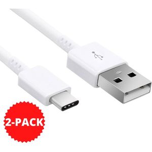 USB-C Data- en Laadkabel - 2.4A Snellader Kabel - 1.2 Meter - Oplaadkabel - Type C Naar USB-A - Oplaadsnoer Telefoon - Laptop - Wit - 2-PACK