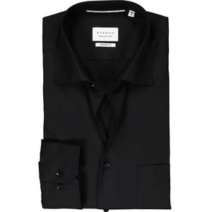 ETERNA modern fit overhemd mouwlengte 7 - popeline - zwart - Strijkvrij - Boordmaat: 41