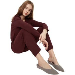 Trendyol Bordeauxrode Corduroy Gebreide Pyjamaset Thmaw21Pt0009