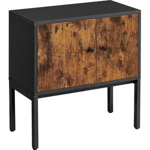 Nancy's Consecon Dressoir - Keukenkast - Opbergkast - Industrieel - Metaal - Bewerkt Hout - Bruin - Zwart - 60 x 30 x 60 cm