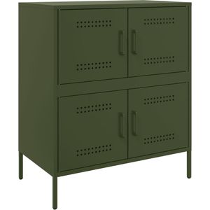 vidaXL Dressoir 68x39x79 cm staal olijfgroen