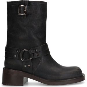 Sacha - Dames - Grijze biker enkelboots met zilverkleurige details - Maat 36