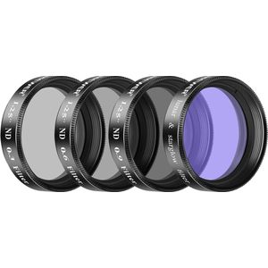 Neewer® - Maanfilter Set met 3 Maanfilters (ND0.9, ND0.6, ND0.3), Sterrengloedfilter, Maankaart, en Reinigingsdoek - Compatibel met 1.25 Inch Telescoop Oculair FL-25 - Verbeterde Beeldkwaliteit bij het Bekijken van de Maan en Sterren