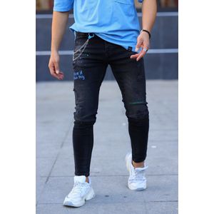 Skinny jeans Herenjeans Beschadigde Denim Broek Slim Fit Skinny Jongens Casual Stretch Broek Ripped Jeans Alle Taille Maten W38