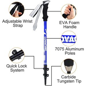 Wandelstokken - 2 Paar Verstelbare Wandelstokken met Antishock en Snelvergrendelingssysteem, Telescopisch, Inklapbaar, Ultralicht Voor Senior Trekking, Backpacken, Wandelen