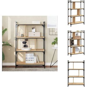 vidaXL Boekenkast - Boekenkasten - Boeken Plank - Schappenkast - Boekenkast 4-laags 76x32x123 cm bewerkt hout sonoma eikenkleur