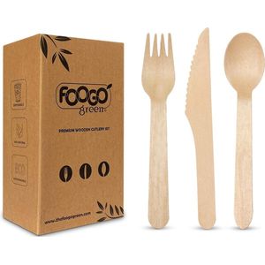 75 stuks wegwerp houten bestekset | 25x vorken, 25x lepels, 25x messen | 16cm | Eco-vriendelijke biologisch afbreekbare composteerbare | Eco-vriendelijke bestekset | Party Wedding Picnic