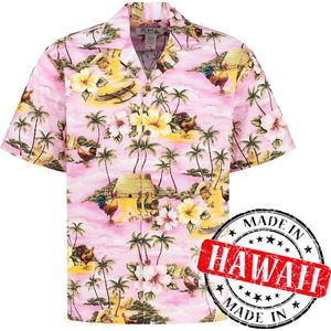 Hawaii Blouse Mannen - Shirt - Hemd - 100% Katoen - Overhemd Heren Korte Mouw - Made in Hawaii ""Eiland Avonturen"" Maat XXL