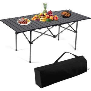 Campingtafel Opvouwbare tuintafel Reistafel met robuust aluminium frame Opvouwbare balkontafel met draagtas Maximale belasting 75 kg voor picknicktuin 120 x 55 x 50 cm Zwart