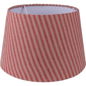 HAES DECO - Lampenkap - Natural Cosy - rood met beige strepen bedrukt - formaat Ø 26x16 cm, voor Fitting E27 - Tafellamp, Hanglamp