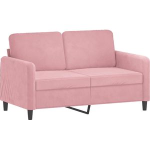 vidaXL Tweezitsbank - 120 cm - Fluweel - Roze Tweezitsbank - Fluweel Sofa - Roze Bank - Salontafel - Woonkamer Meubilair