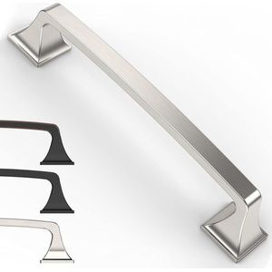 Kastgrepen geborsteld nikkel - 10 stuks - gatafstand 128 mm - voor keukenkasten - zinklegering - meubelgrepen - keukengrepen - handgrepen - meubels - keukenkast - kastdeurgrepen