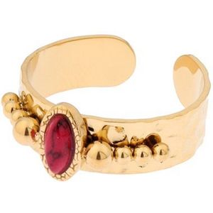 Biba Ring Ovaal Half Edelsteen meedere kleuren (ONE SIZE)