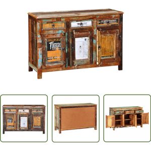 The Living Store Kast met 3 lades en 3 deuren vintage stijl gerecycled hout - Vintage Kast - Houten Kast - Recyclen Kast - Retro Kast - Opbergkast