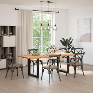 vidaXL Eettafel 220x90 cm Massief Eikenhout Eetkamertafel - Eikenhouten Tafel - Salontafel - Diningtable - Massief Eikenhout