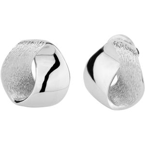 Traveller Clip Oorbellen - Oorclips Dames - Zilverkeurig - Textuur Mat & Glanzend - Geplatineerd - 157553