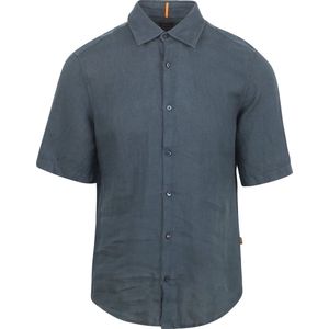 BOSS - Rash Short Sleeve Overhemd Linnen Navy - Heren - Maat XL - Regular-fit