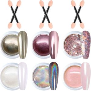Glinsterend Metallic Chroom Nagelpoeder met Glitter - Eenhoorn & Zeemeermin Effect