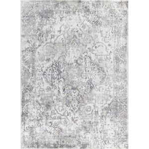 SURYA Vloerkleed - Woonkamer, Slaapkamer - Vintage Oosters Tapijt FATIMA - Wit/Grijs - 120x170 cm