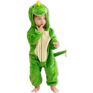 BoefieBoef Dinosaurus T-Rex Dieren Kleuter Onesie Peuter Pyjama Kinderen 2 tot 4 jaar – Verkleedpak met Luierrits – Carnaval en Kraamcadeau - Zacht Flanel - Baby Kerst - Boxpak - Jongen - Meisje - Kruippak - Winterpak - groen - krokodil