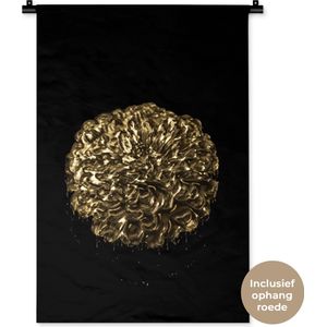 Wandkleed BloemenKerst illustraties - Abstracte bloem tegen zwarte achtergrond Wandkleed katoen 60x90 cm - Wandtapijt met foto
