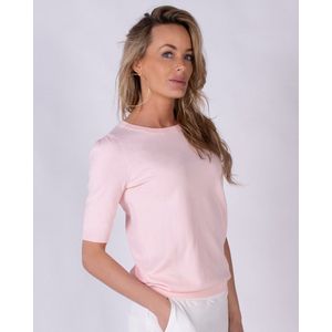 Dames trui misty rose viscose ronde hals met pofmouw - PHUKET.