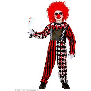 Widmann - Monster & Griezel Kostuum - Om Bang Van Te Worden Horror Clown Kind - Jongen - Rood, Zwart - Maat 164 - Halloween - Verkleedkleding