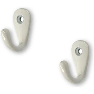 3x Luxe kapstokhaken / jashaken wit - hoogwaardig metaal - 3.5 x 2.7 cm - wite kapstokhaakjes / garderobe haakjes