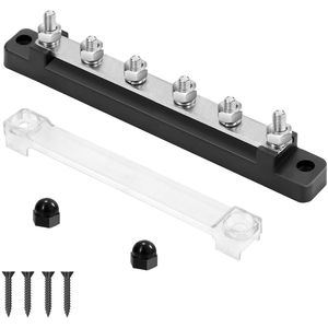 Stroomverdelerdoos 12 V-48 V DC 150 A met BusBar, 6 x M6-klembouten voor auto boot zwart