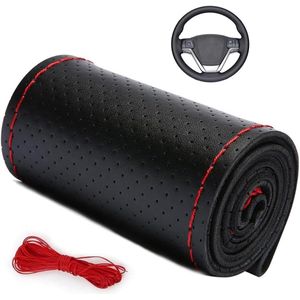 Vezel lederen auto stuurwiel cover - Antislip en ademend, universeel - Beschermt het stuur - Comfortabel vasthouden