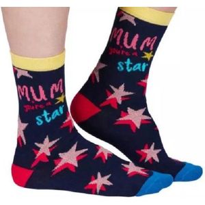 Moeder sokken -Mama sokken - Mum you're a STAR - maat 37/42 met lurex - moederdag cadeau
