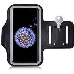 Sport / Hardloop armband – Voor iPhone 11 – Samsung Galaxy A51 / A71 / A80 / Note 10 Lite / S20 / S10 Lite - Verstelbaar – Draaibaar - Makkelijk met Oordopjes / Koptelefoon - Joggen , Fietsen , Sportschool etc. – Zwart