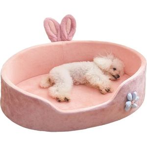 Clixify Hondenmand Kattenmand Roze Princess - 75x50x19cm - Kattenkussen - Dierenbed - Donut hondenmand