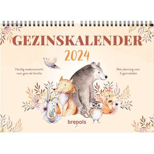 Brepols Kalender 2024 • Gezinskalender • Handig Weekoverzicht • wire-o • 31 x 22 cm • Geel