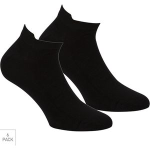 Bamboe Sneaker Sokken Met Lipje 6-Pack - Zwart - Maat 41-46 - Lage Bamboesokken Voor Frisse Droge Voeten - Dames / Heren