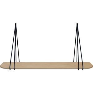 Leren split-plankdragers - Handles and more® - 100% leer - NAVY - set van 2 / excl. plank (leren plankdragers - plankdragers banden - leren plank banden)