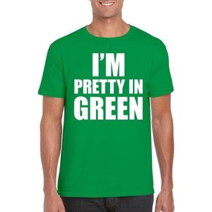 I am pretty in green tekst t-shirt groen heren - groene heren fun shirts S